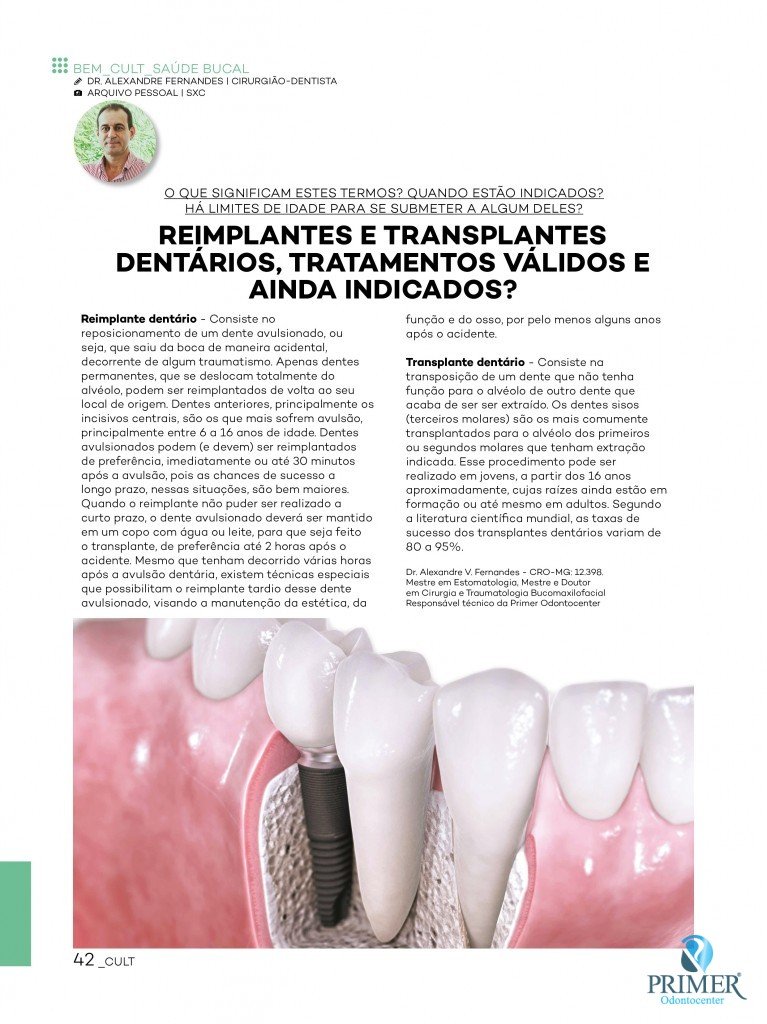 Cult 124 – Reimplantes e transplantes dentários, tratamentos válidos e ainda indicados?